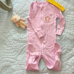 Pink Kids One Piece with Rainbow Design